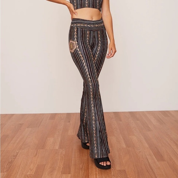 Wolven Pants - WOLVEN Zephyr Flare High Waisted Bell Bottom Sustainable Stretch Sz XS NEW